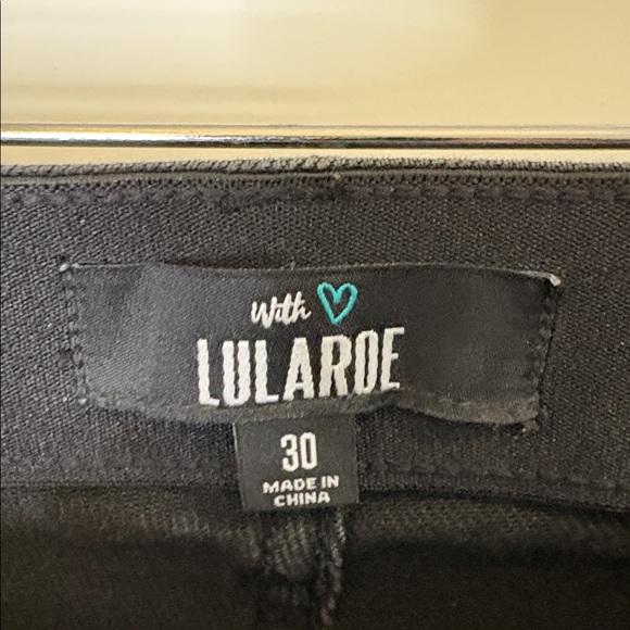 LuLaRoe Stretch Denim Magic Waist The Skinny Jeans Black L-161367 Size 30 - Picture 3 of 9